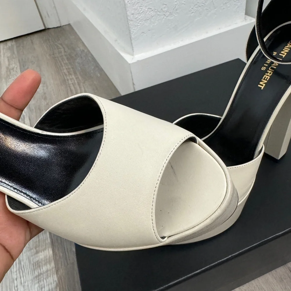 Saint Laurent Jodie Platform Sandals In Smooth Leather